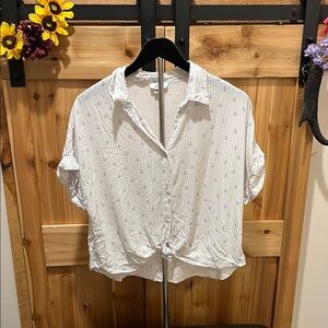 Jopna White with Blue Anchors Button-Down Women's Shirt